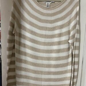 Vineyard Vines Cream and White Striped Crew Neck Sweater